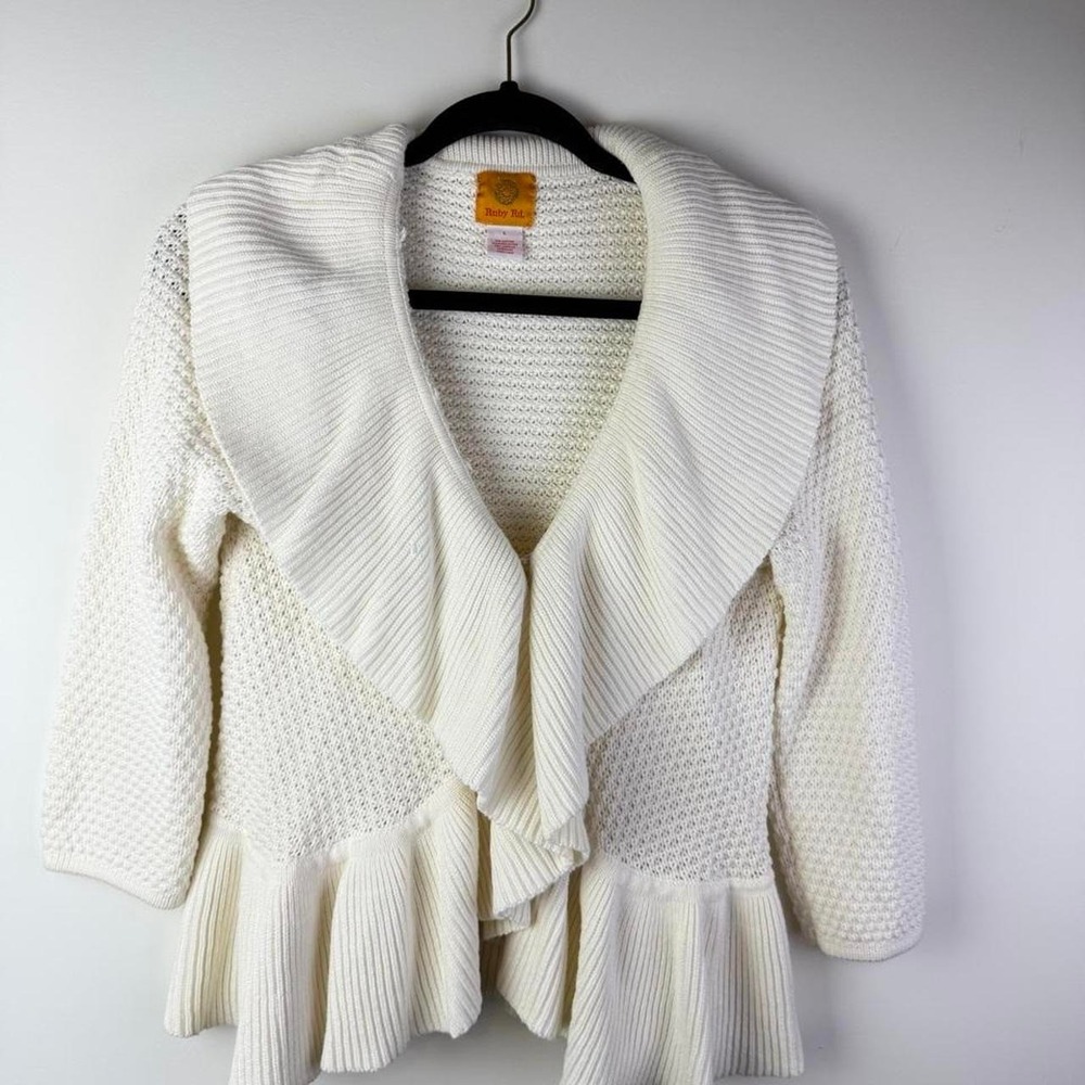 Ruby Rd. Large Women's Top White Knit Sweater